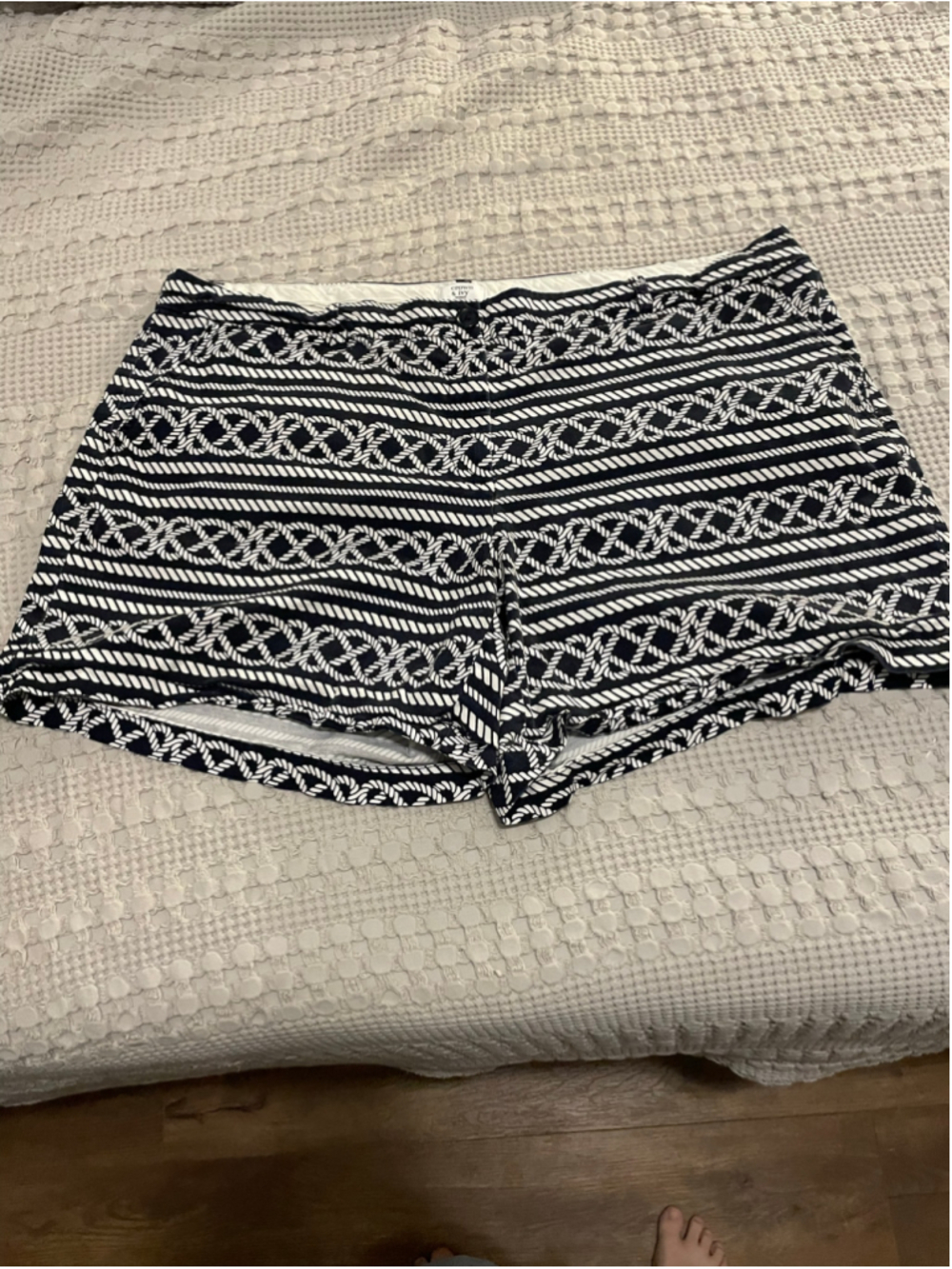 Women's Crown & Ivy Nautical Rope Print Shorts Navy White Size 22W coastal chic